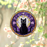 Black Cat Stained Glass Suncatcher Cat Wall Hanging Cat Ornament Cat Decor Cat Lovers Cat Memorial Indoor Decor Gift